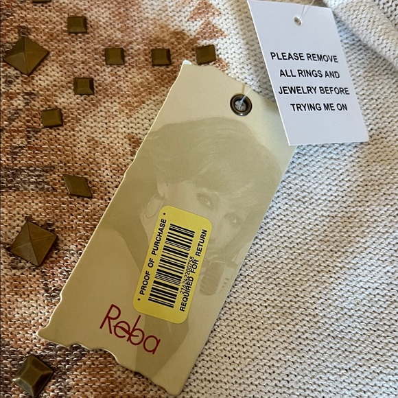 NWTs Reba Cream and Brown Patterned Long Sleeve Tunic Sweater - Picture 4 of 5